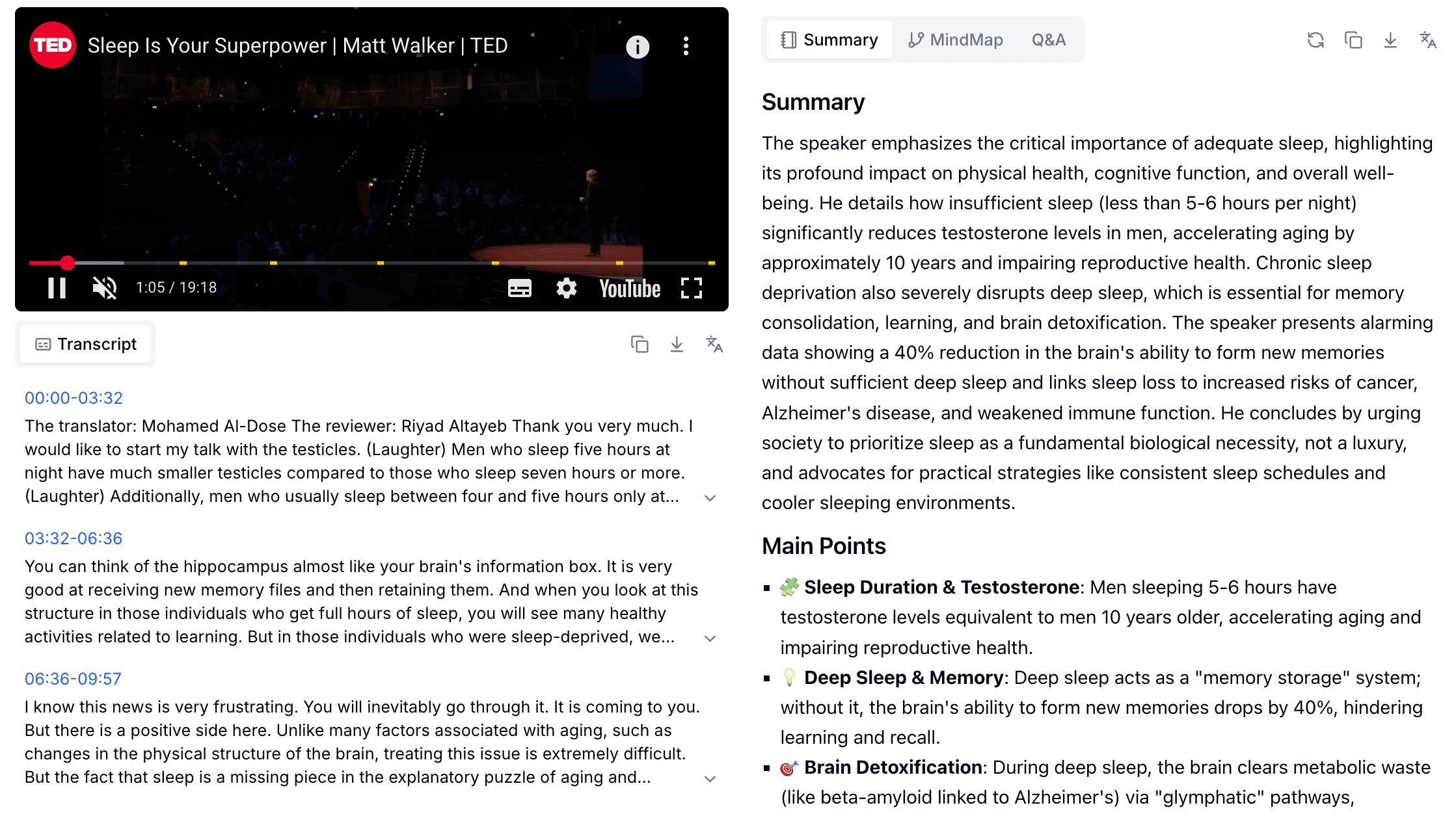 YouTube Video Summary Feature