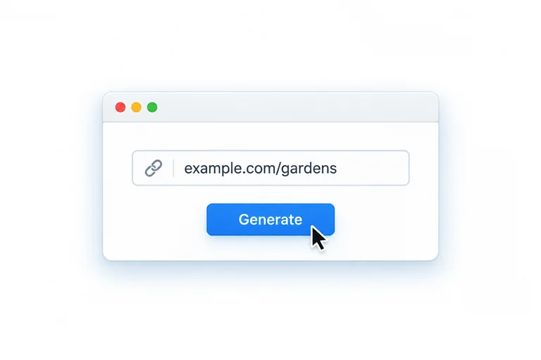 A webpage URL entered in the generation form